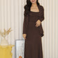 Ysee Cardigan Two Piece Dress Set (Brown)