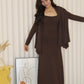 Ysee Cardigan Two Piece Dress Set (Brown)