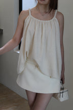 Idelle Linen Flare Top (Cream)