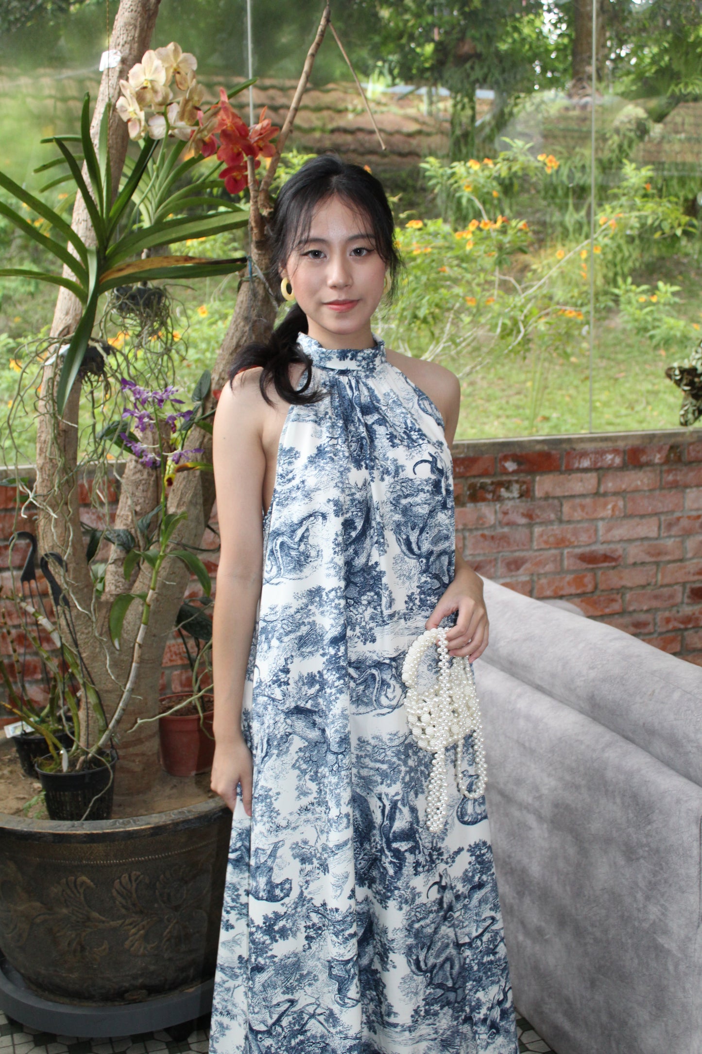 Dior Floral Maxi Dress (Blue)