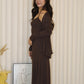 Ysee Cardigan Two Piece Dress Set (Brown)