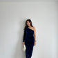 Taelyn Velvet Slit Dress (Blue)