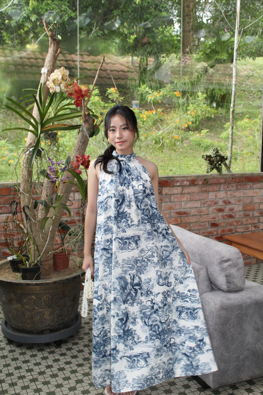 Dior Floral Maxi Dress (Blue)