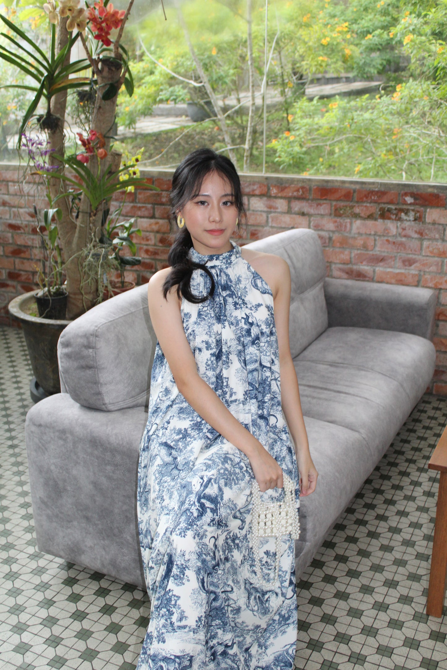 Dior Floral Maxi Dress (Blue)