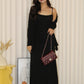 Ysee Cardigan Two Piece Dress Set (Brown)