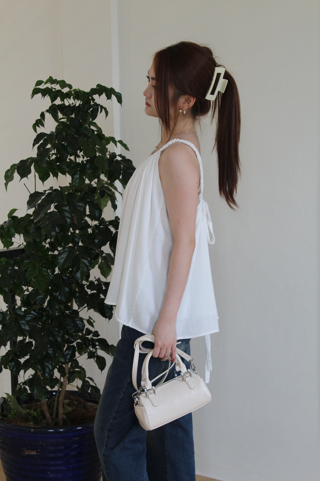 Idelle Linen Flare Top (Cream)