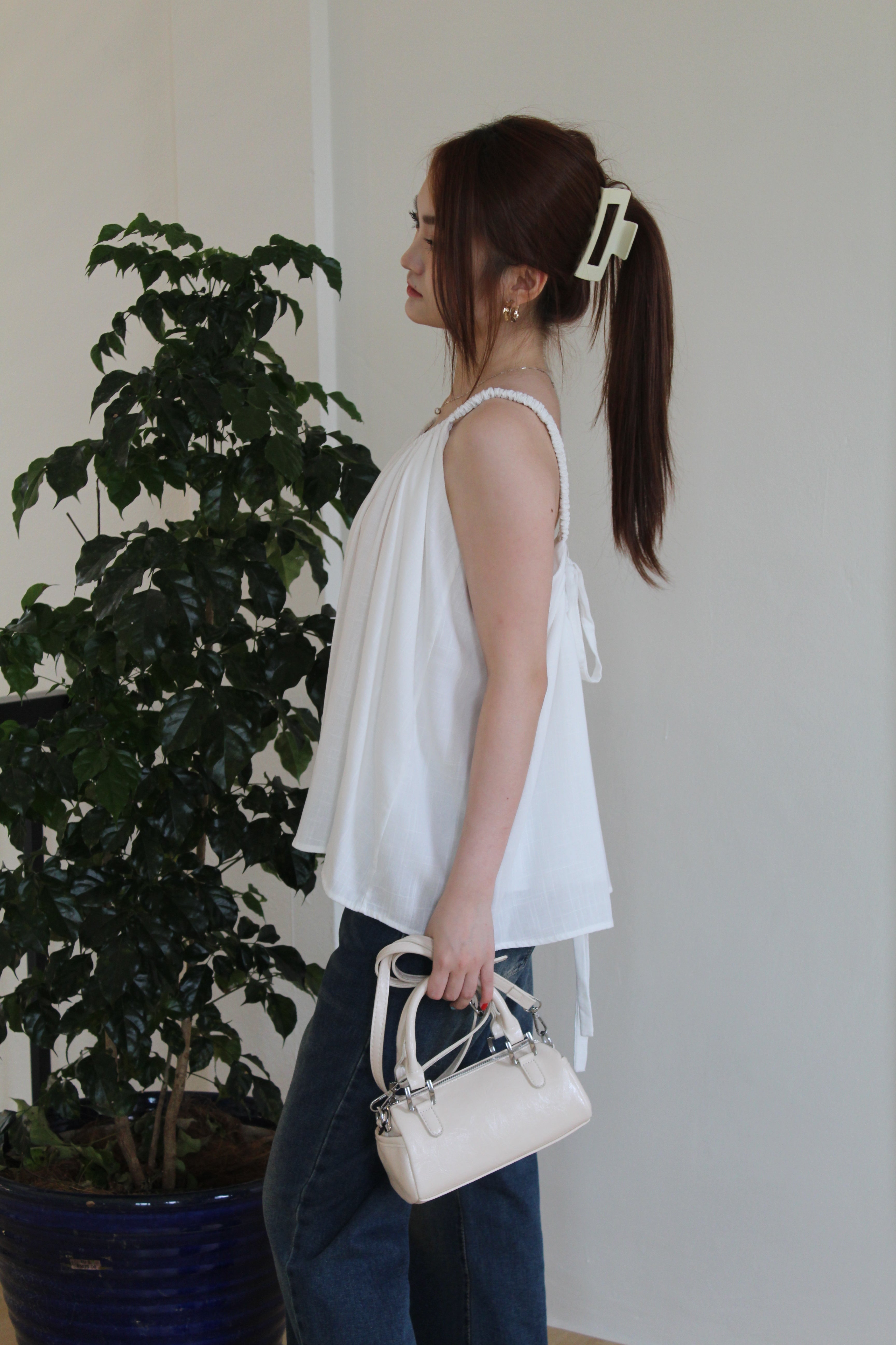 Idelle Linen Flare Top (Cream)