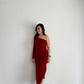 Taelyn Velvet Slit Dress (Red)