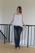 Idelle Linen Flare Top (White)