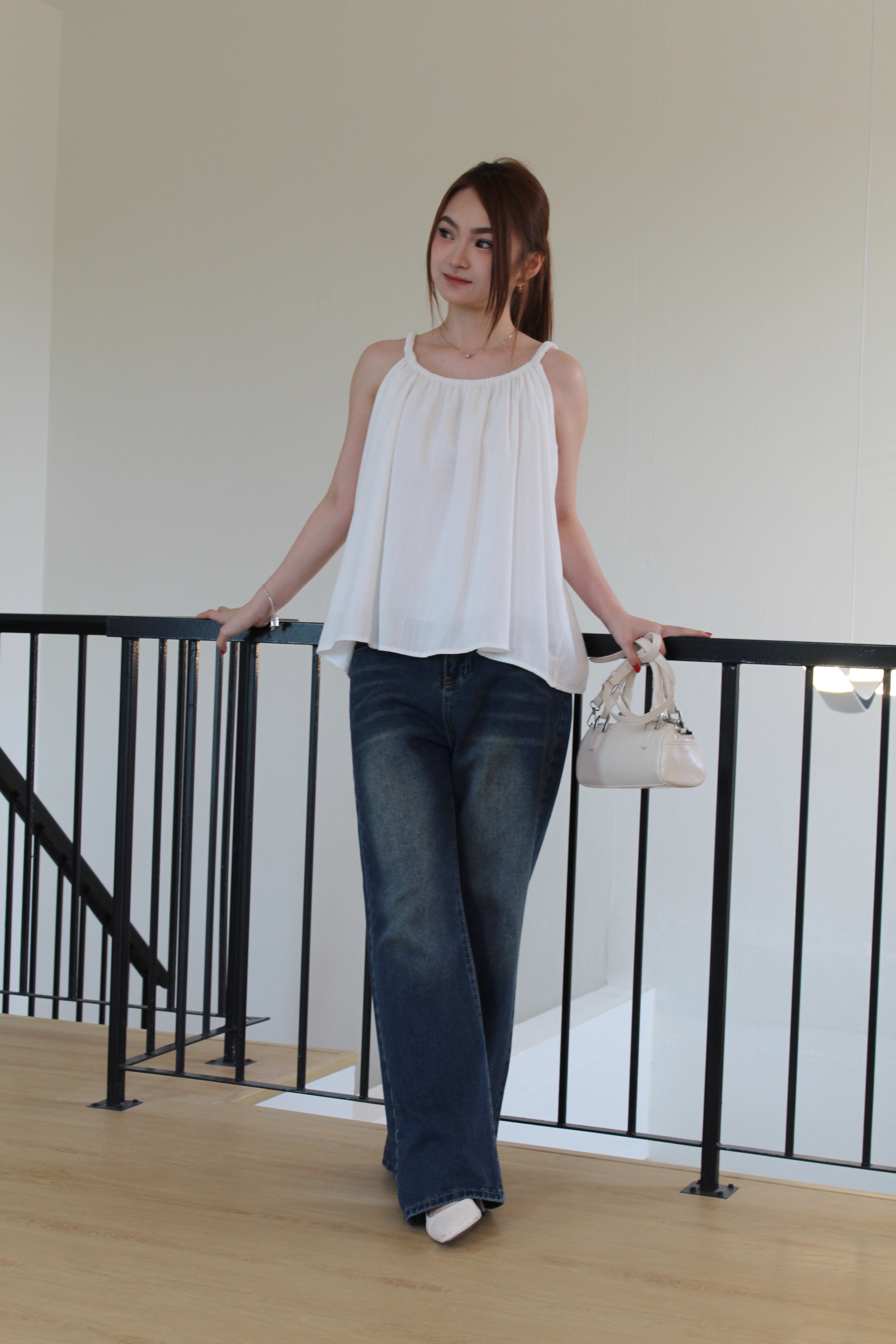 Idelle Linen Flare Top (Cream)