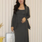 Ysee Cardigan Two Piece Dress Set (Brown)