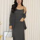 Ysee Cardigan Two Piece Dress Set (Brown)