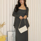 Ysee Cardigan Two Piece Dress Set (Brown)