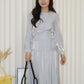 Solene Long Sleeve Two Piece Skirt Set (Grey)