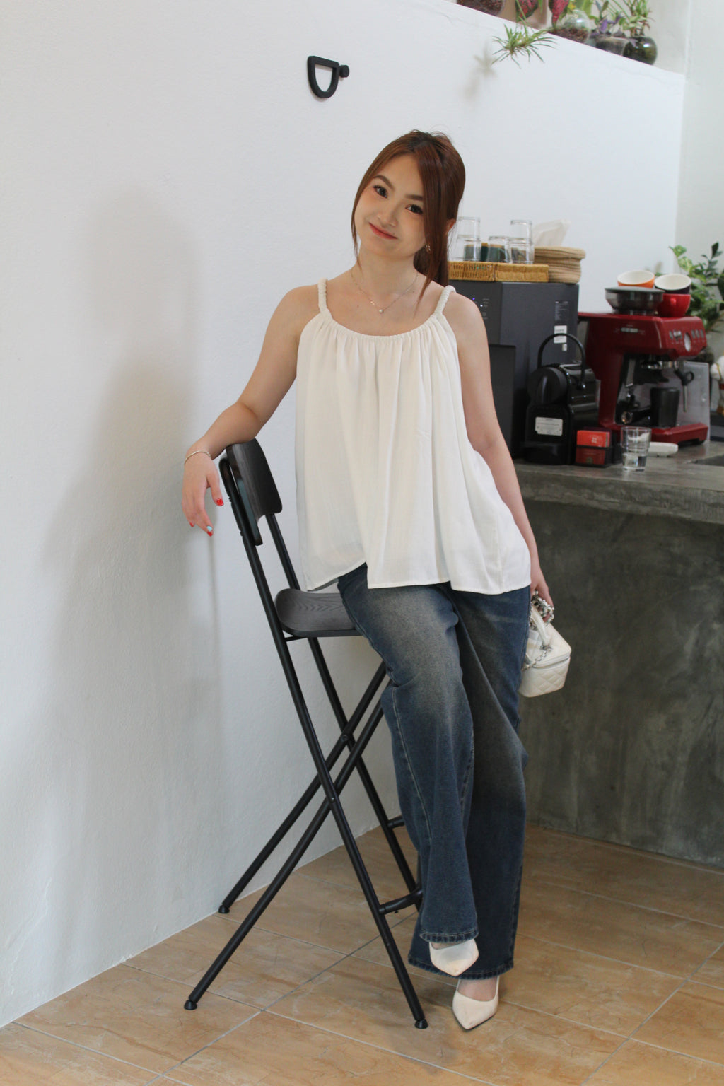 Idelle Linen Flare Top (Cream)