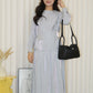 Solene Long Sleeve Two Piece Skirt Set (Grey)