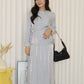 Solene Long Sleeve Two Piece Skirt Set (Grey)