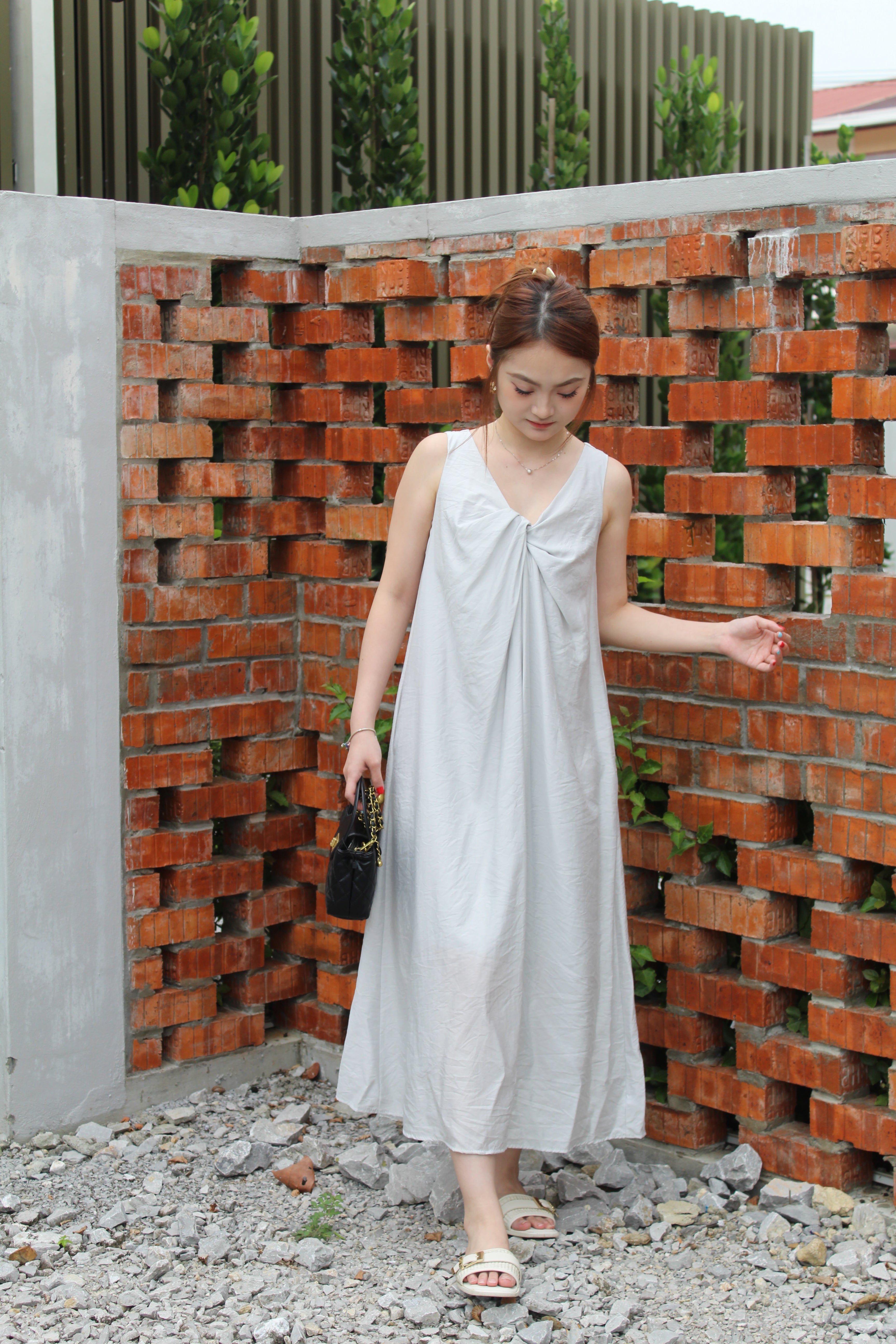 Perline Twisted Midaxi Dress (Grey)