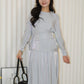 Solene Long Sleeve Two Piece Skirt Set (Grey)
