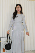 Solene Long Sleeve Two Piece Skirt Set (Grey)