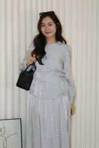 Solene Long Sleeve Two Piece Skirt Set (Grey)