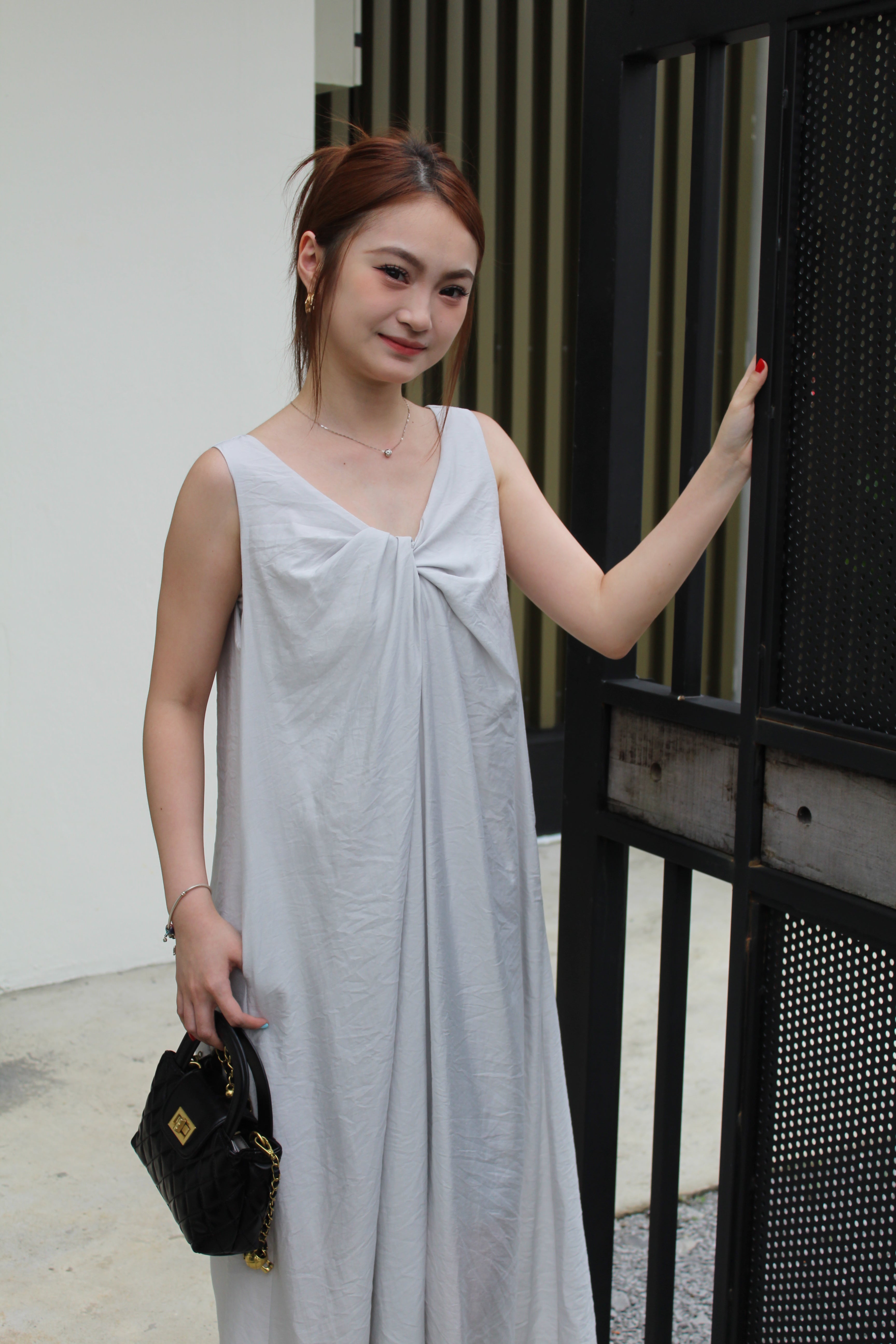 Perline Twisted Midaxi Dress (Grey)