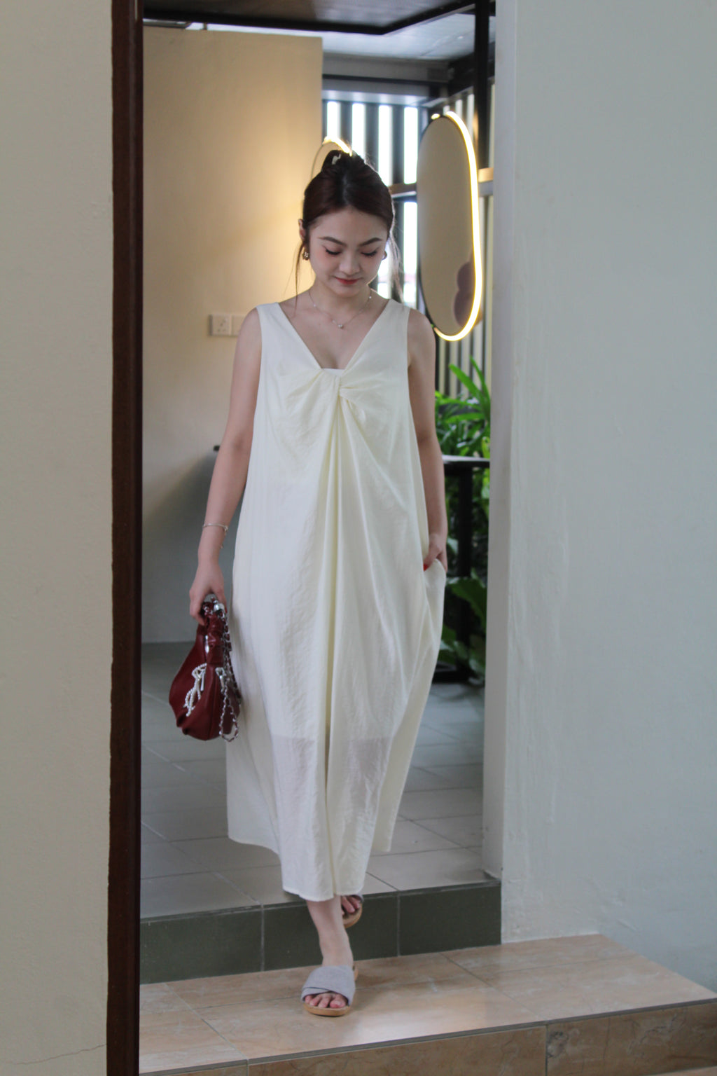 Perline Twisted Midaxi Dress (Grey)
