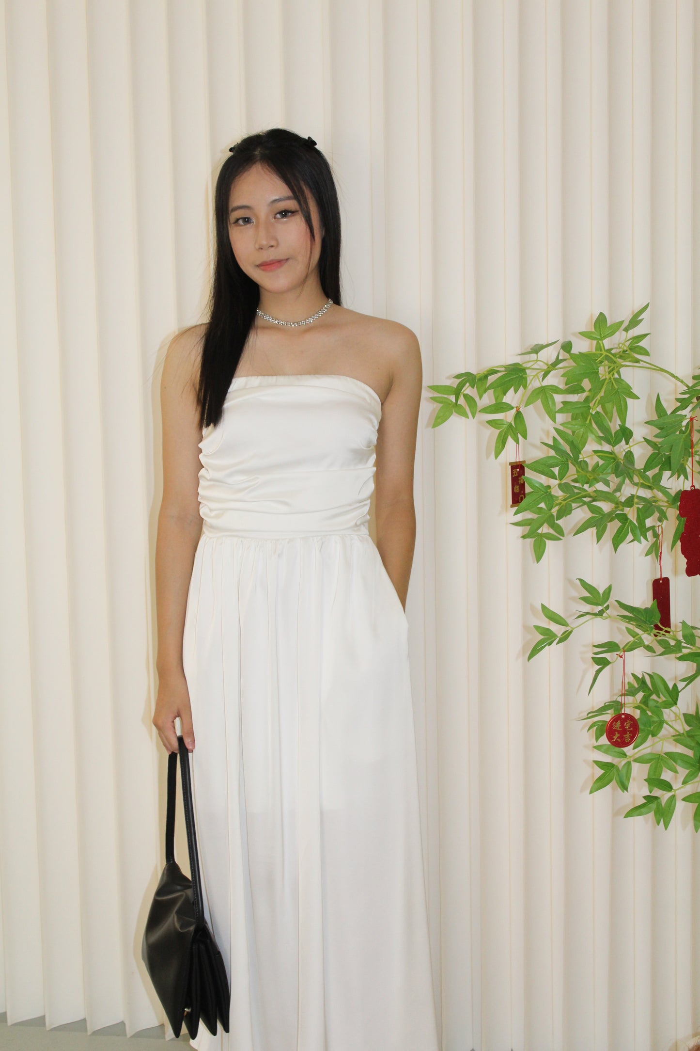 Stella Satin Tube Dress (White)