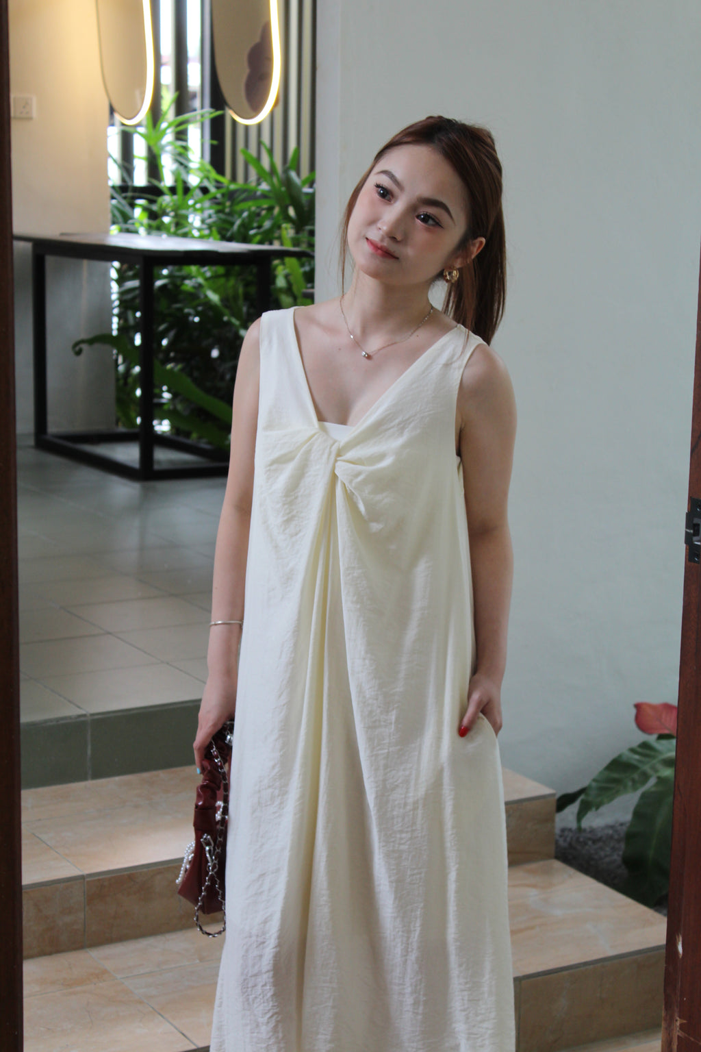 Perline Twisted Midaxi Dress (Grey)