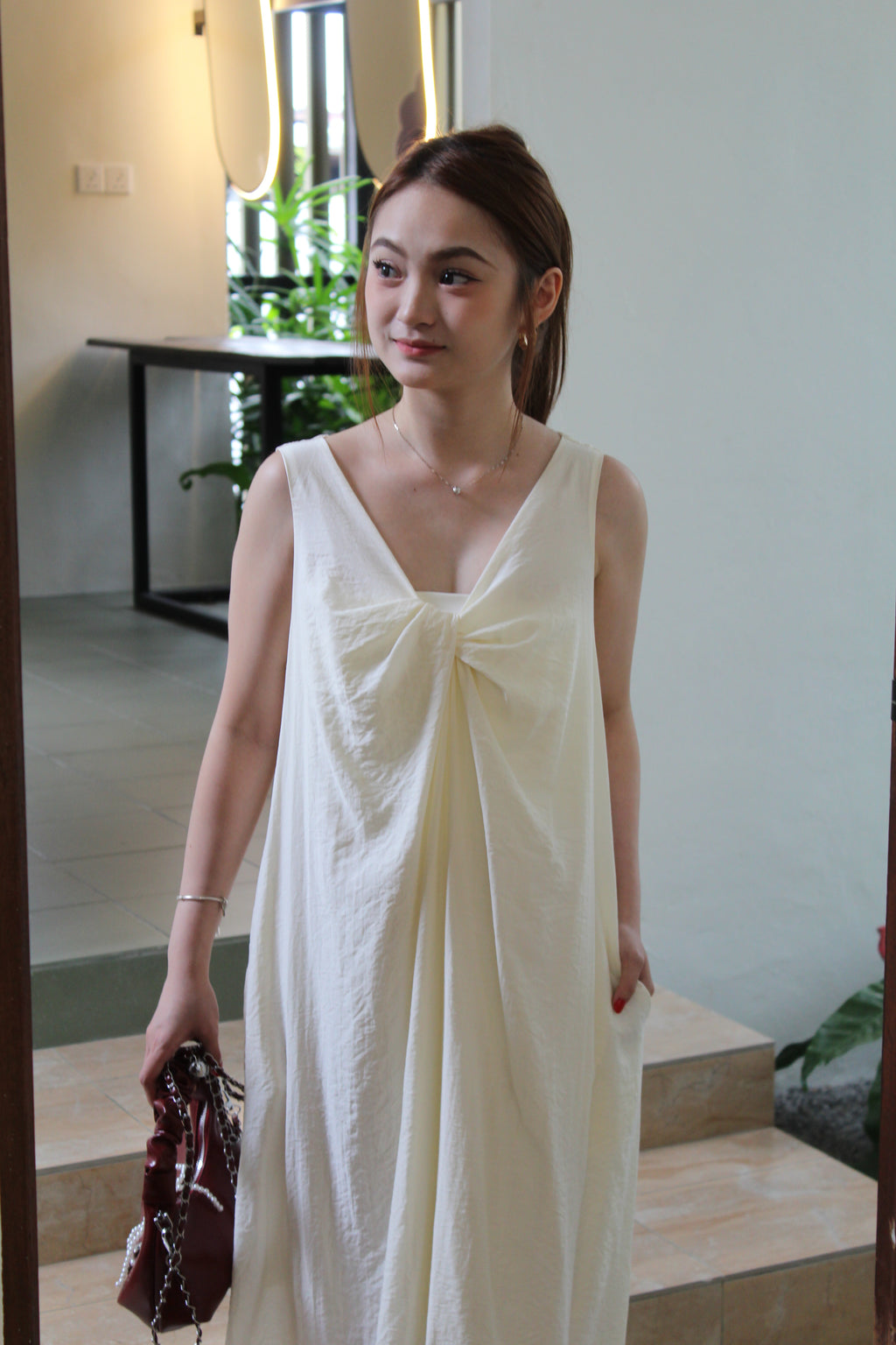 Perline Twisted Midaxi Dress (Grey)