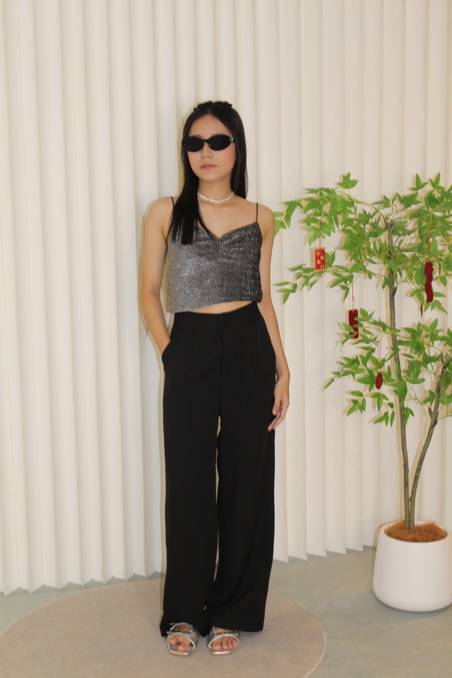 Raina Straight Suit Pants (Black)