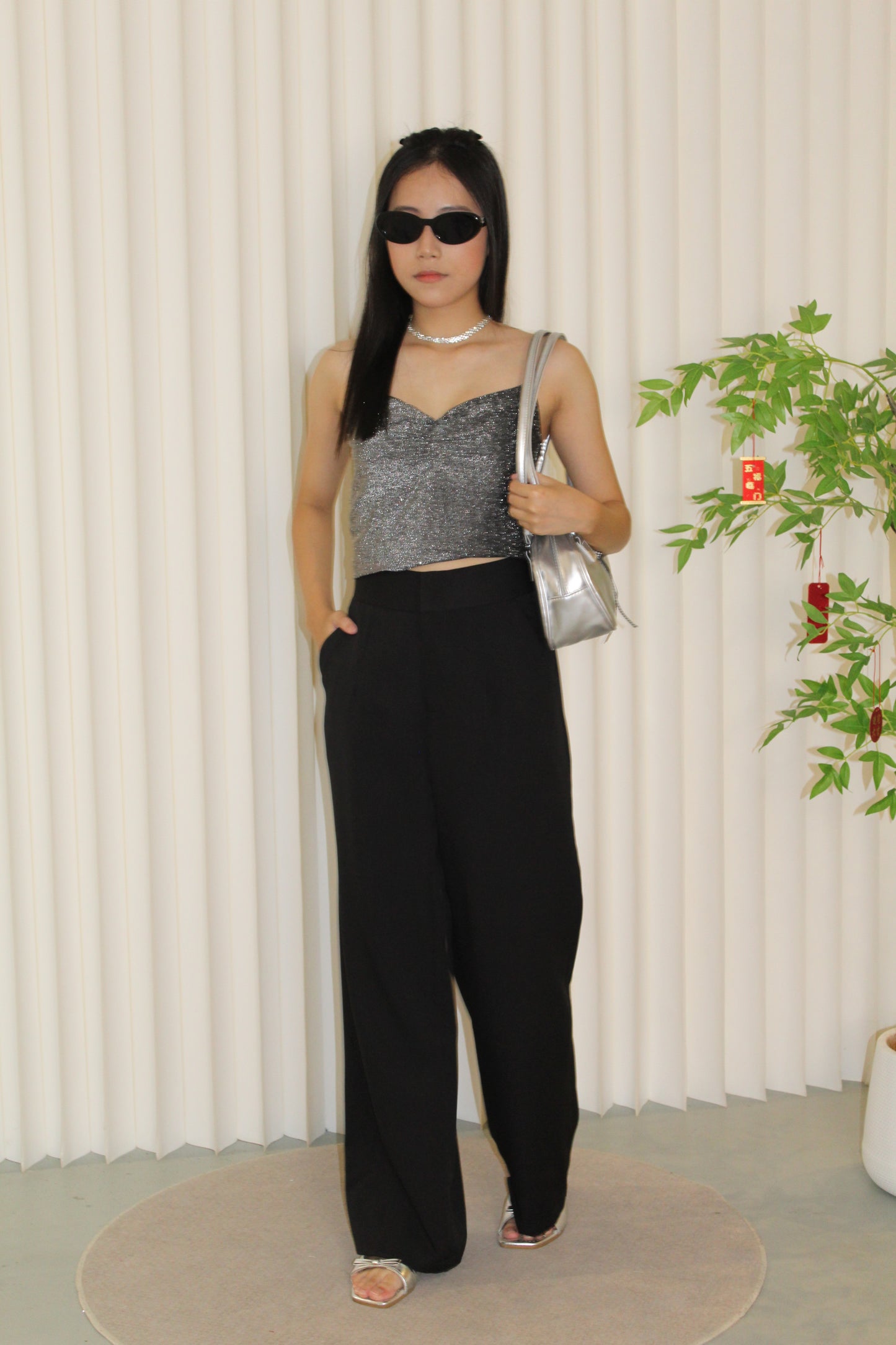 Raina Straight Suit Pants (Black)