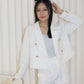 Katelyn Tweed Crop Coat Blazer (White)