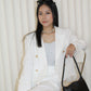 Katelyn Tweed Crop Coat Blazer (White)