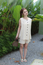 Emmy Button Two Piece Shorts Set (Black)