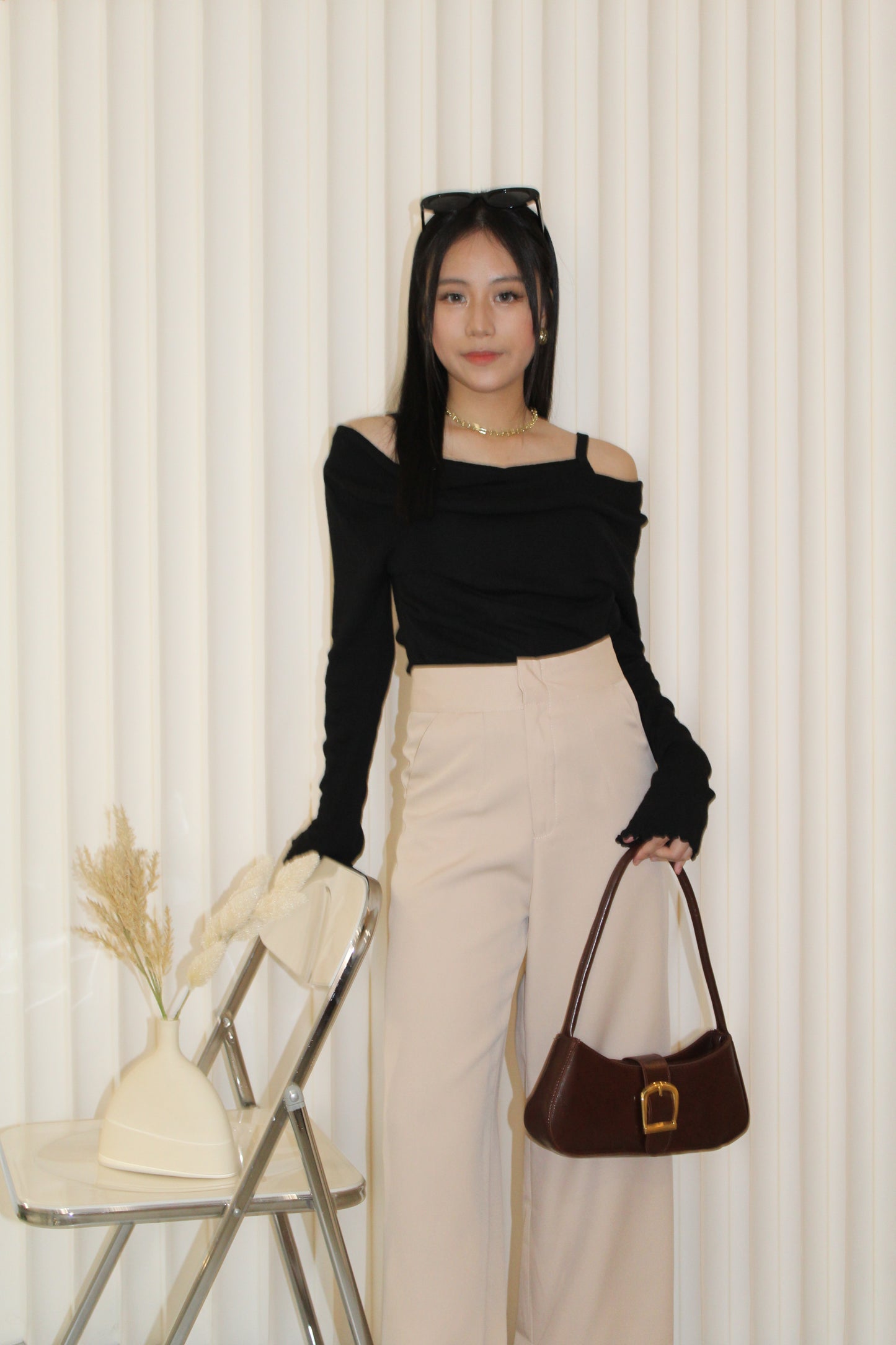 Raina Straight Suit Pants (Black)