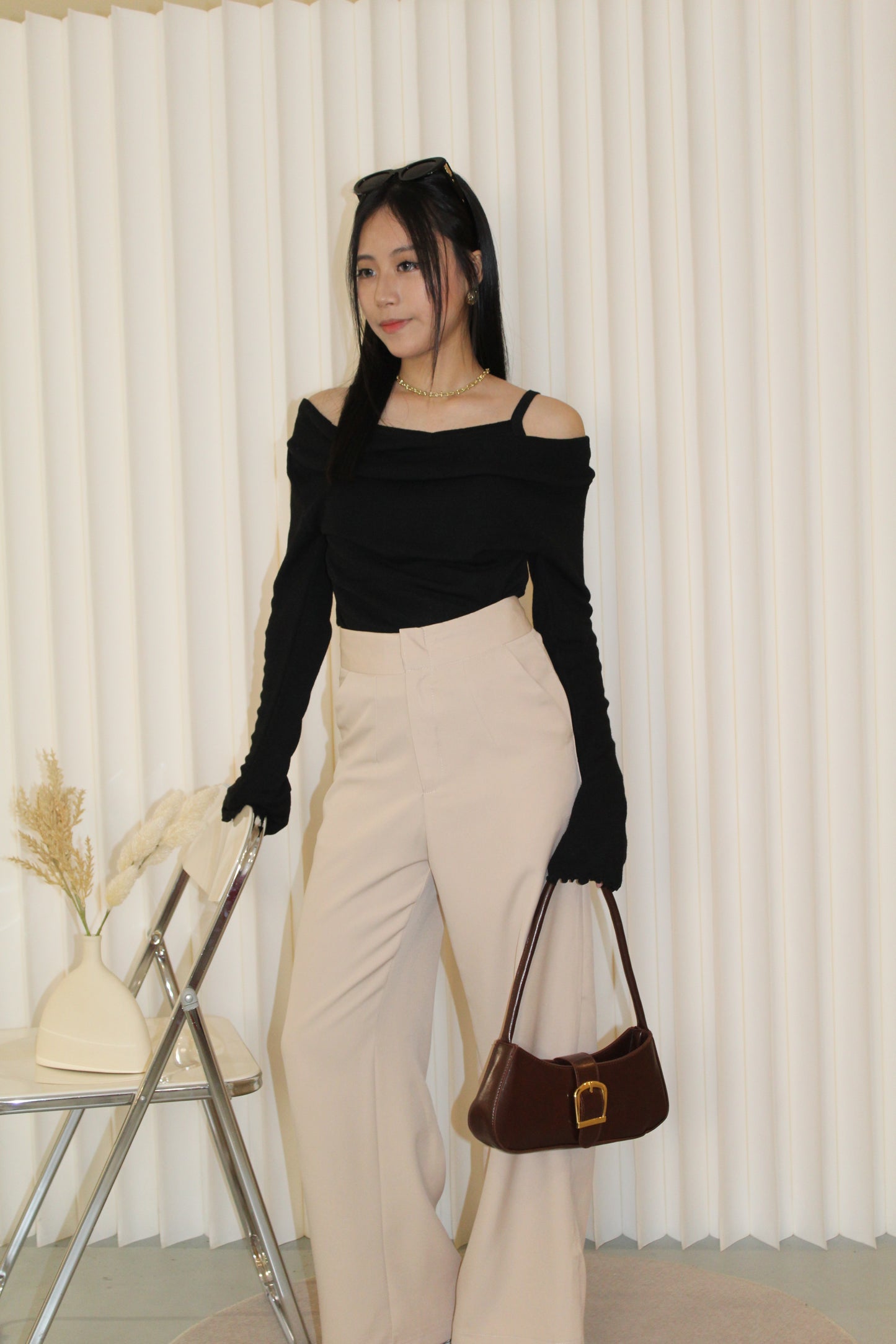 Raina Straight Suit Pants (Black)