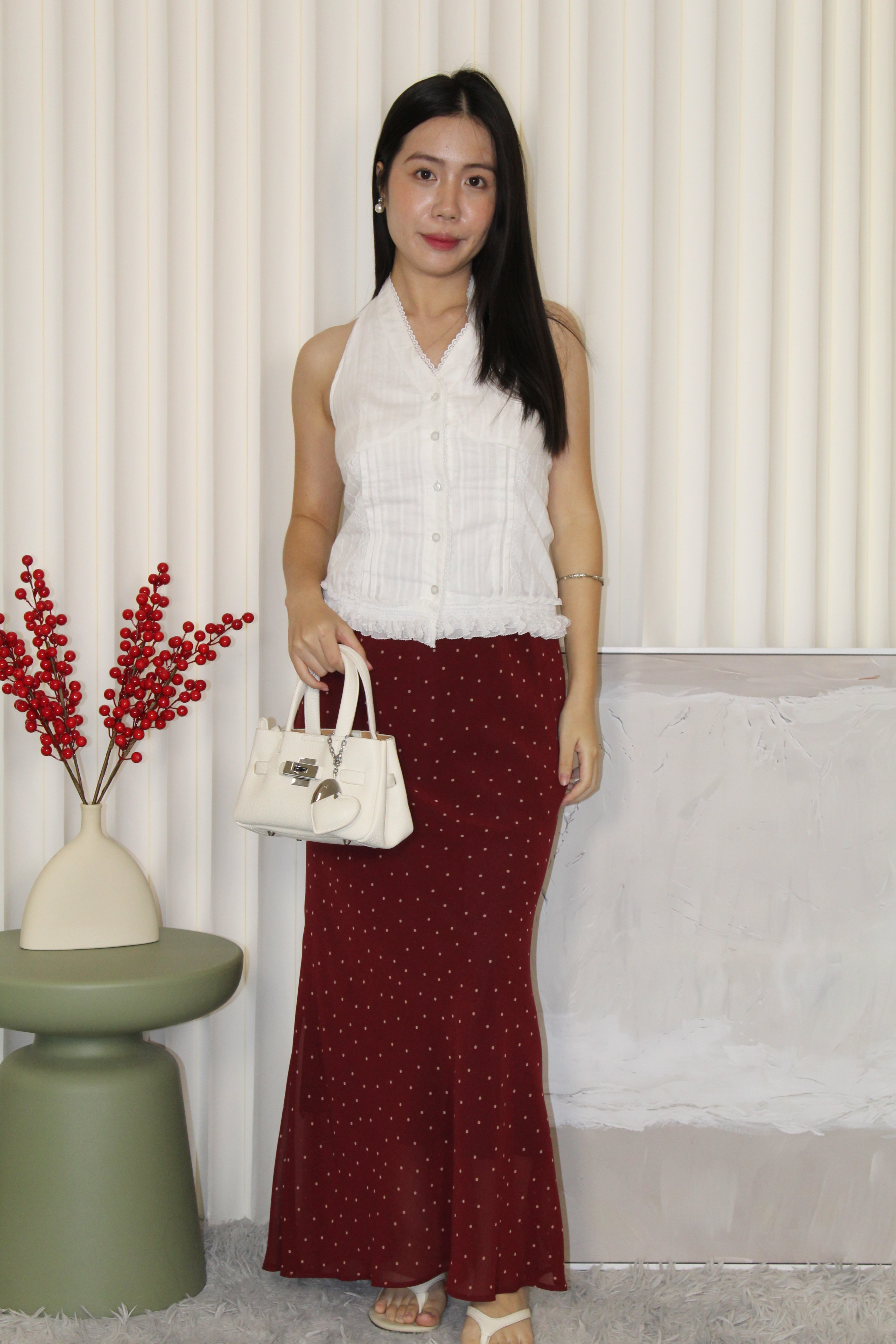 Polyn Polka Dot Maxi Skirt (Black)