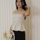 Yumi Padded Flare Tube Top (Cream)