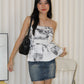 Julie Floral Flare Tube Top (Black)