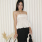 Yumi Padded Flare Tube Top (Cream)