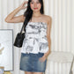 Julie Floral Flare Tube Top (Black)
