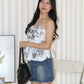 Julie Floral Flare Tube Top (Black)