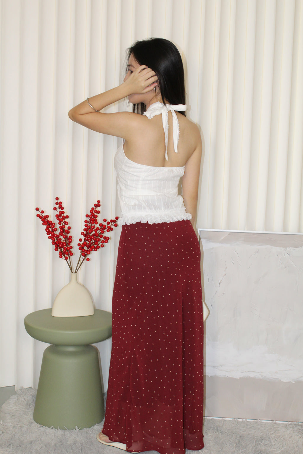 Polyn Polka Dot Maxi Skirt (Black)