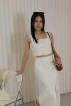 Hannah Tweed Midi Slit Skirt (Pink)