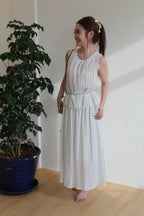 Jaycee Stripes Two Piece Skirt Set (White)