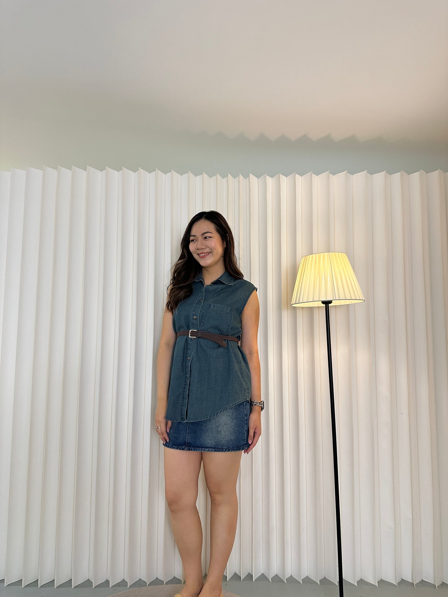 Myla Denim Short Skirt With Inner Pants