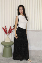 Evelyn Ruffle Drape Neck Top (White)