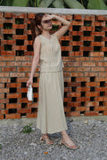 Jaycee Stripes Two Piece Skirt Set (Khaki)