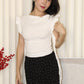Evelyn Ruffle Drape Neck Top (White)